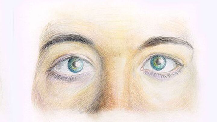 Pencils on paper, eyebrows, eyebrows, nose